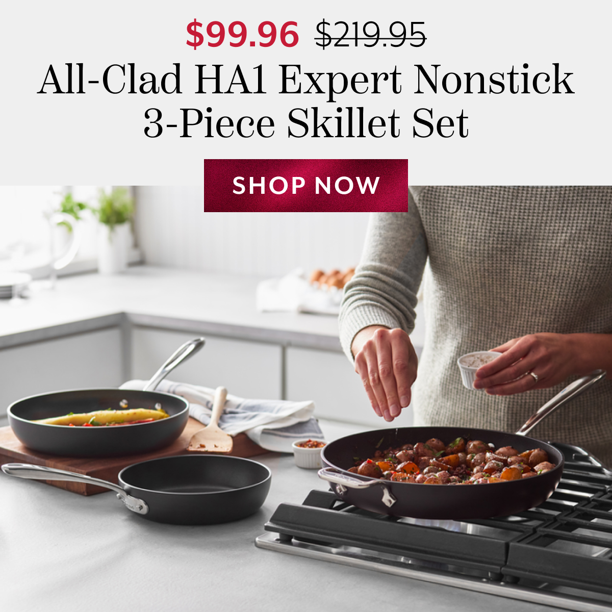 All-Clad HA1 Expert Nonstick 3-Piece Skillet Set