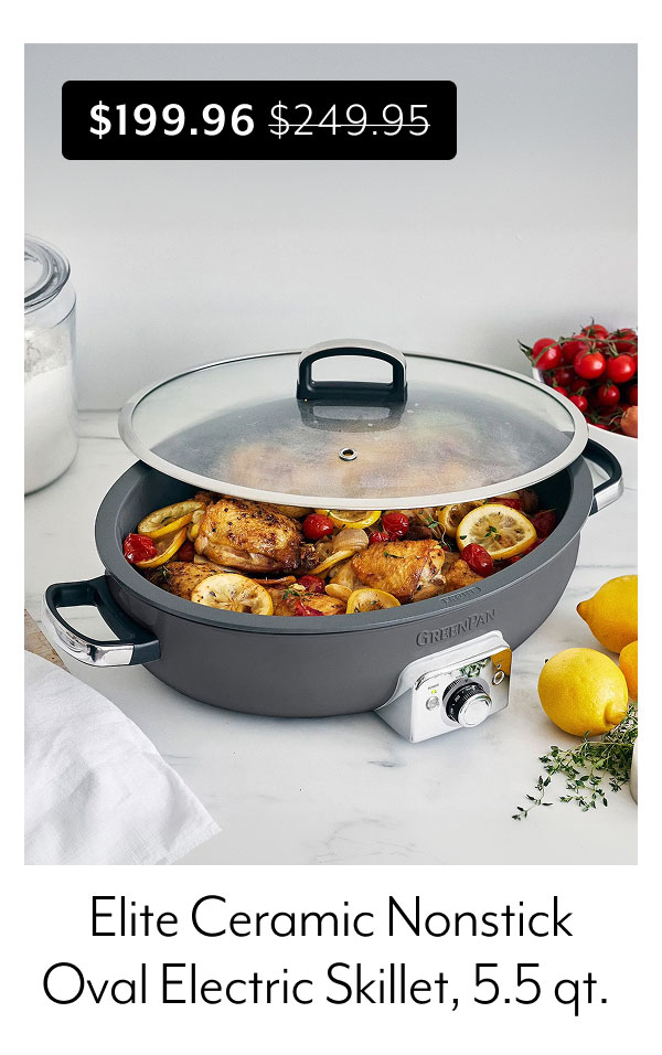 GreenPan Elite Ceramic Nonstick Oval Electric Skillet, 5.5 qt.