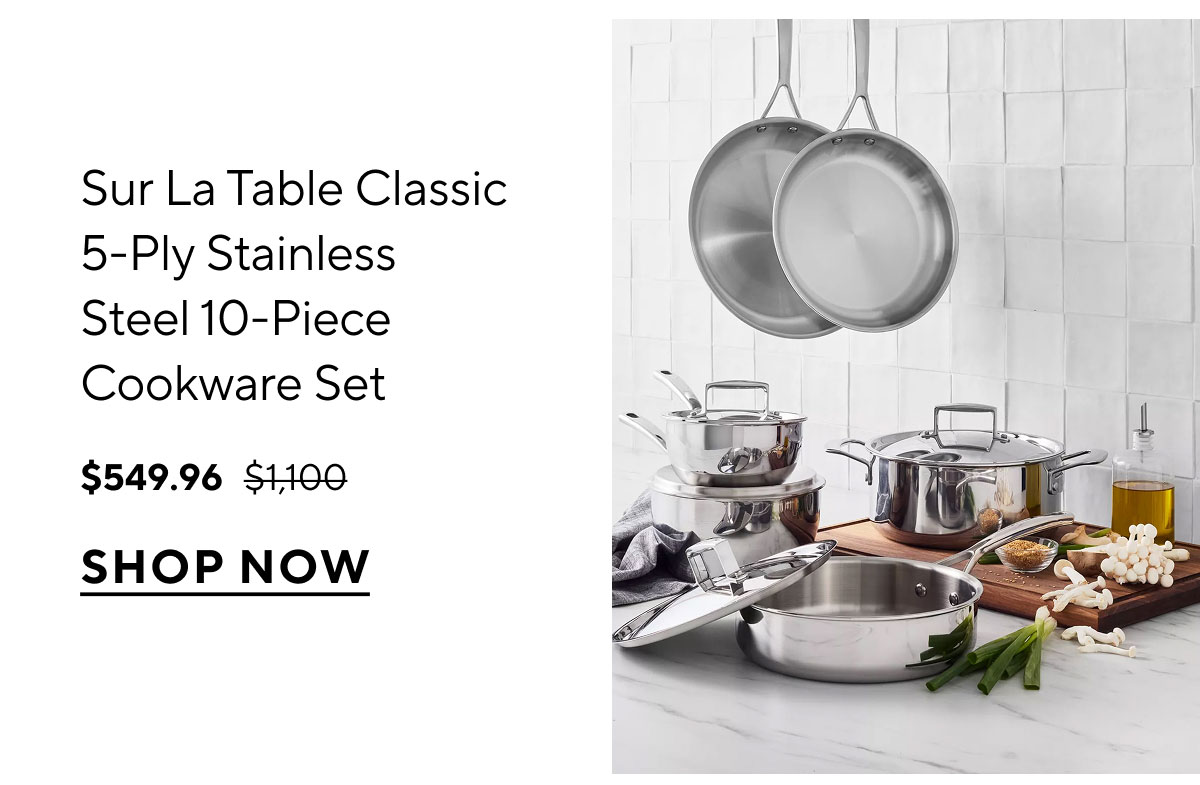 Sur La Table Classic 5-Ply Stainless Steel 10-Piece Cookware Set