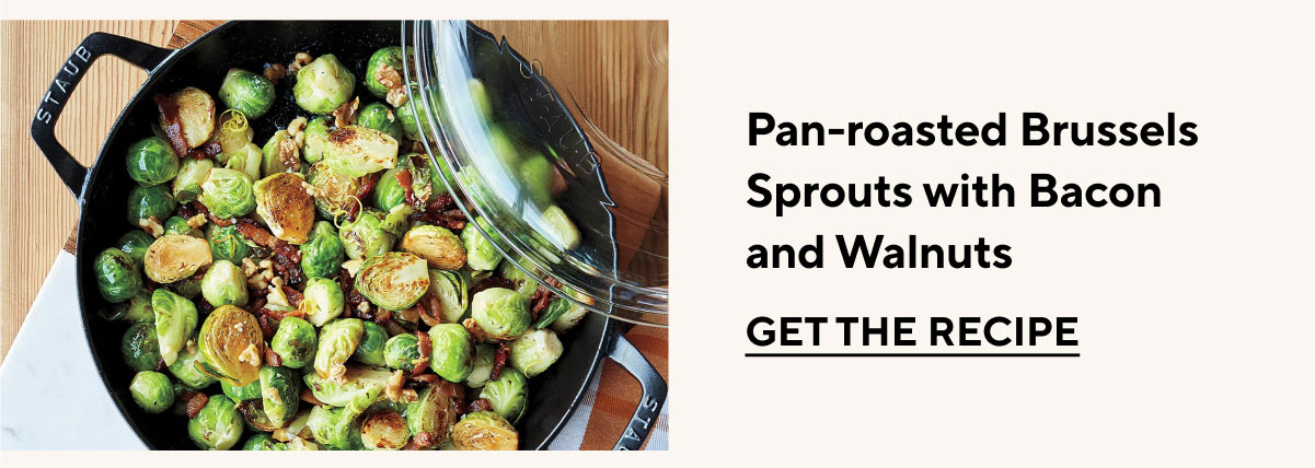 Pan-roasted Brussels Sprouts with Bacon and Walnuts