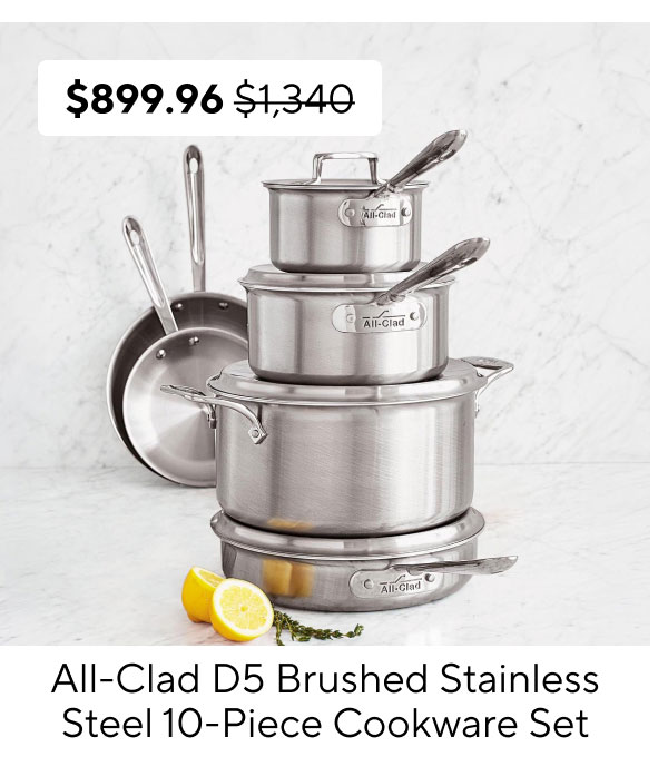 All-Clad D5 Brushed Stainless Steel 10-Piece Cookware Set