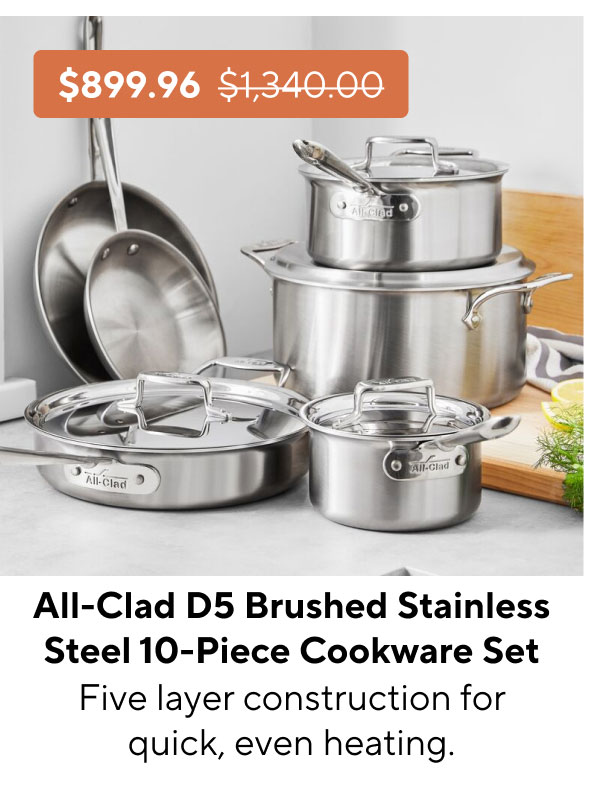 All-Clad D5 Brushed Stainless Steel 10-Piece Cookware Set