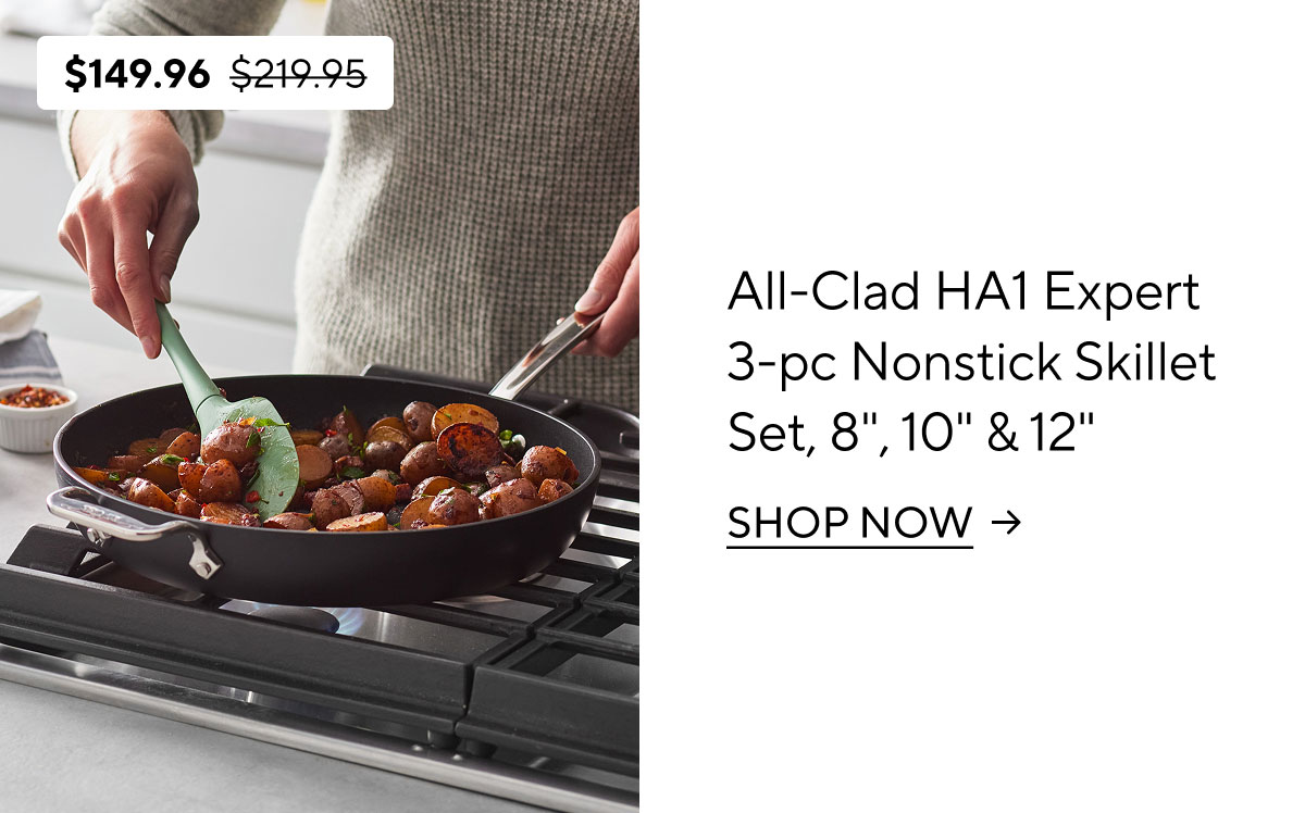 All-Clad HA1 Expert Nonstick 3-Piece Skillet Set, 8", 10" & 12"