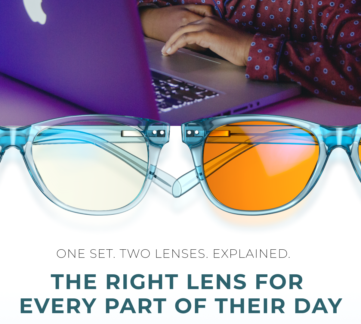 One set. Two lenses. Explained. The right lens for every part of their day