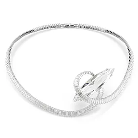 Matrix Choker<br />Baguette cut, White, Rhodium plated