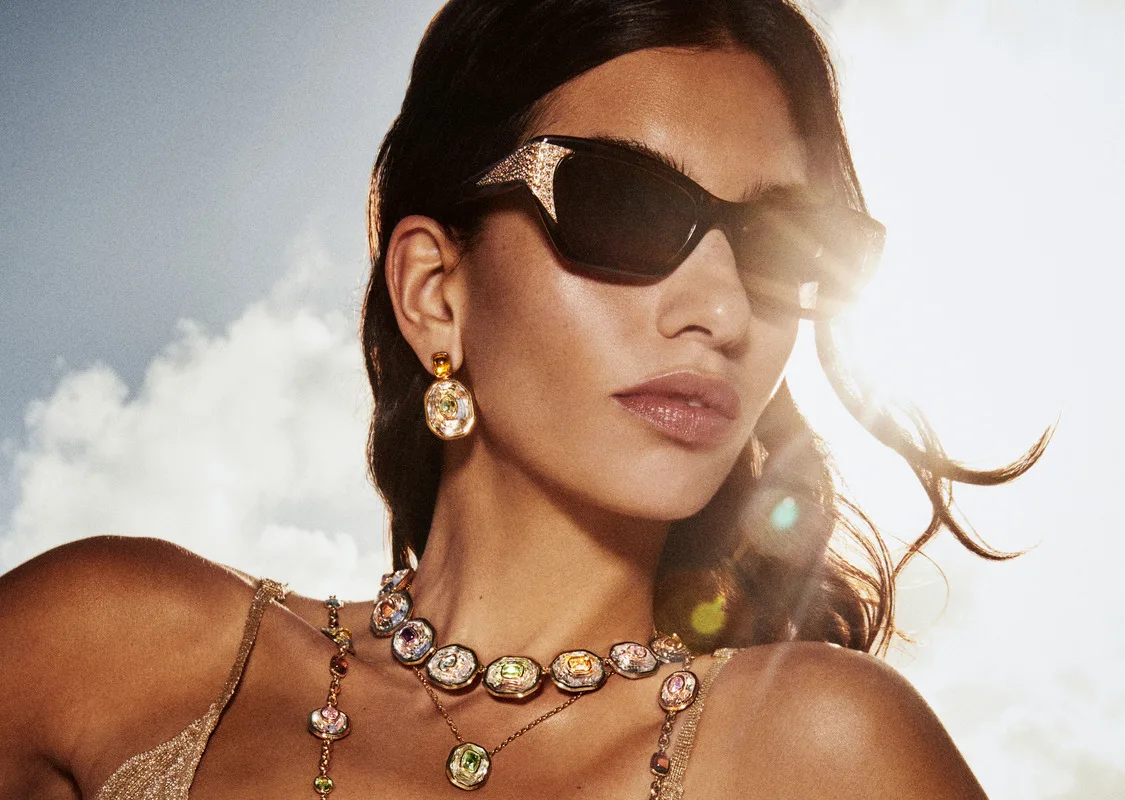 Model wearing Swarovski sunglasses