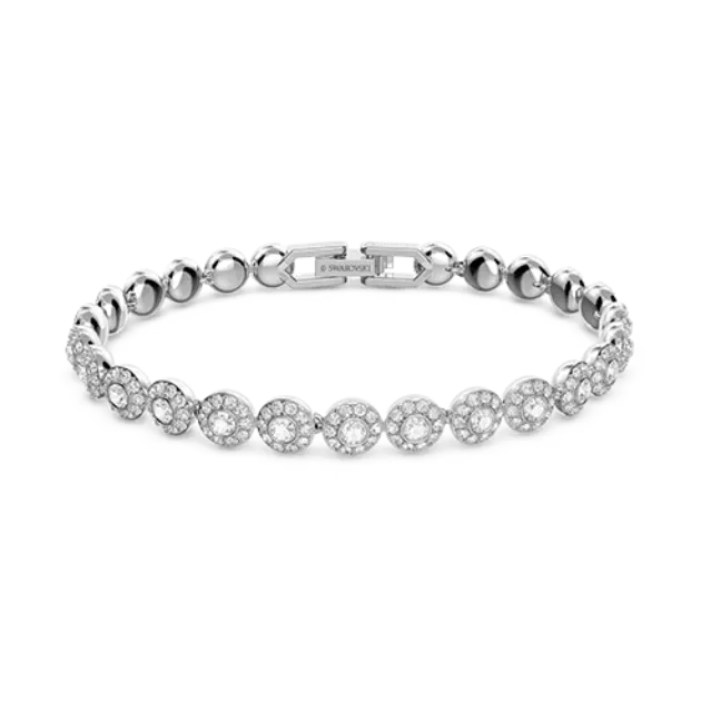 Angelic Tennis bracelet, Round cut, Small, White, Rhodium plated