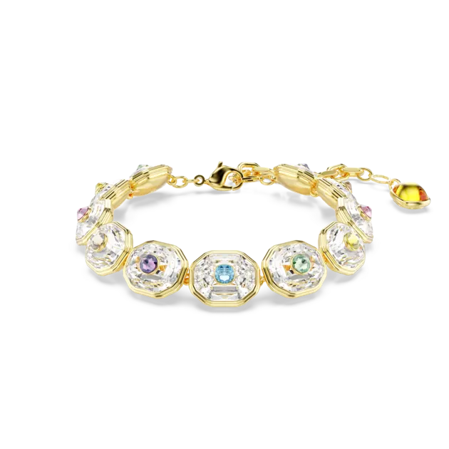 Chroma Tennis bracelet, Octagon cut, Multicolored, Gold-tone plated
