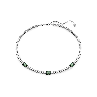 Matrix Tennis necklaces layered on model