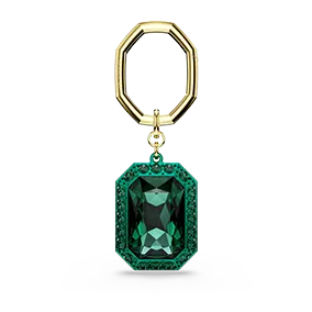 Octagon cut, Green, Mixed metal finish key ring