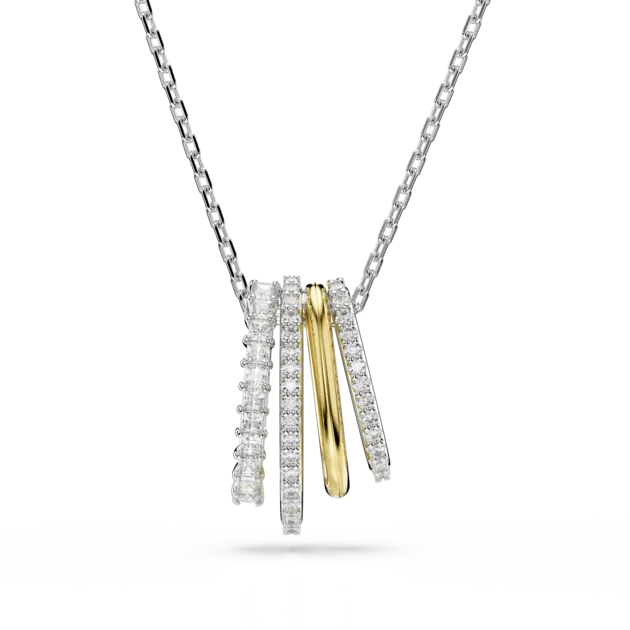 Hyperbola pendant, Mixed cuts, White, Mixed metal finish