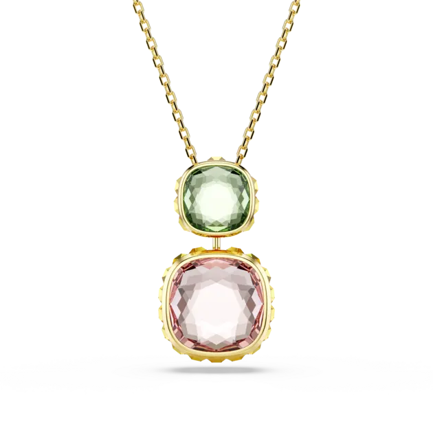 Chroma pendant, Cushion cut, Multicolored, Gold-tone plated