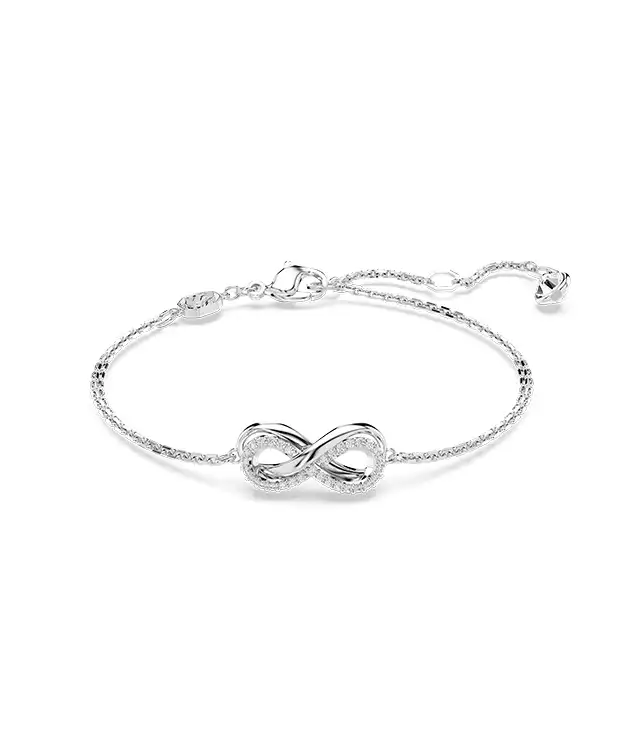 Hyperbola bracelet, Infinity, White, Rhodium plated