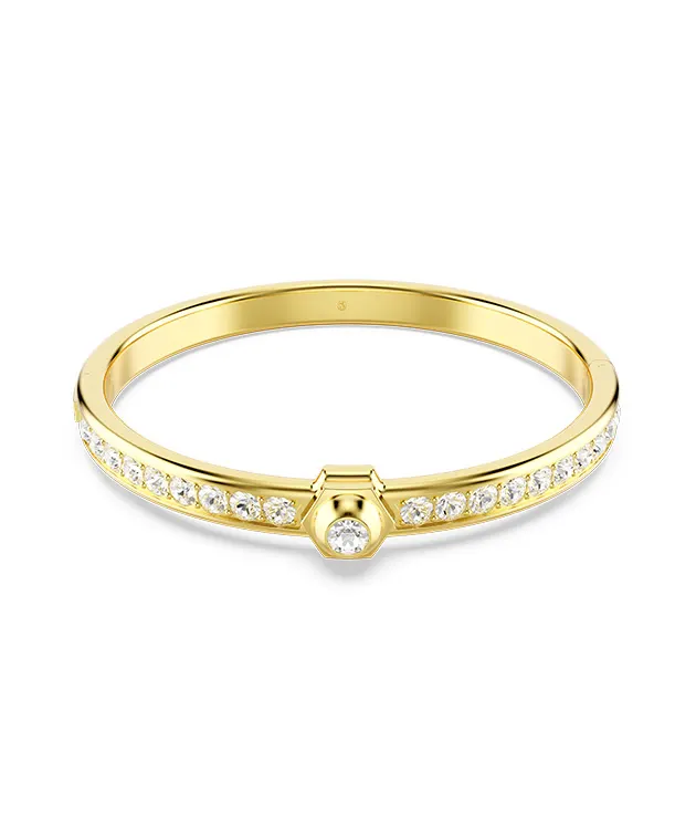 Numina bangle, Round cut, White, Gold-tone plated