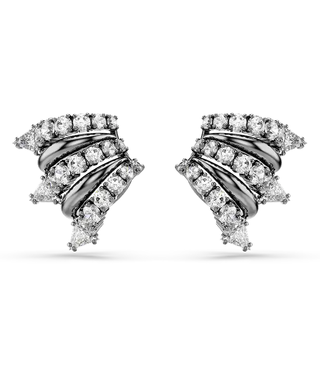 Sublima ear cuffs, White, Ruthenium plated