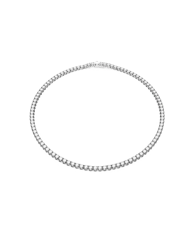 Matrix Tennis necklace, Round cut, White, Rhodium plated