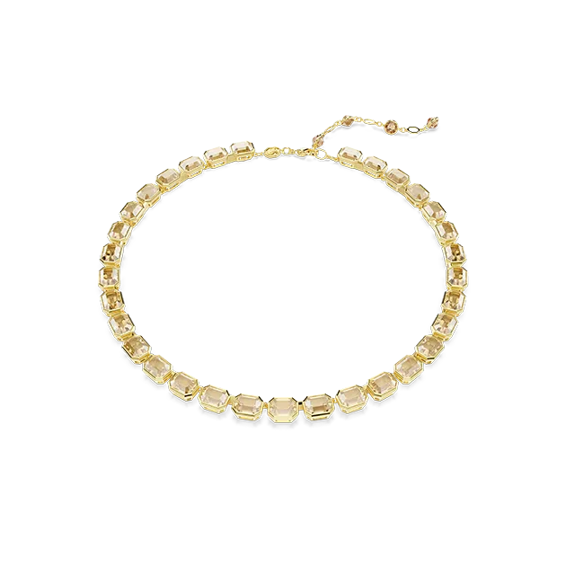 Millenia necklace, Octagon cut, Yellow, Gold-tone plated