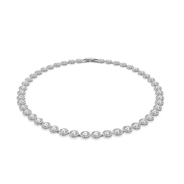 Una Angelic Tennis necklace, Round cut, Medium, White, Rhodium plated