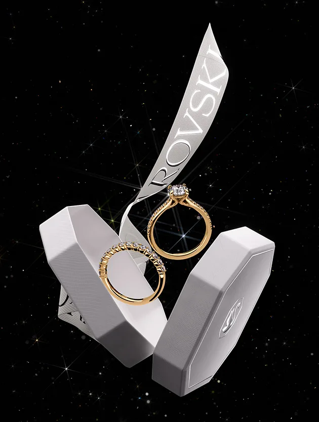 Swarovski Created Diamonds rings with gift box and ribbon