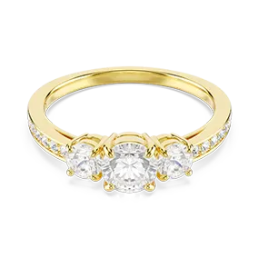 Stilla Attract ring, Round cut, White, Gold-tone plated
