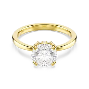 Stilla cocktail ring, Round cut, White, Gold-tone plated
