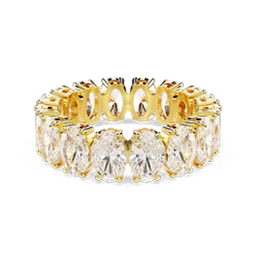 Matrix ring, Oval cut, White, Gold-tone plated