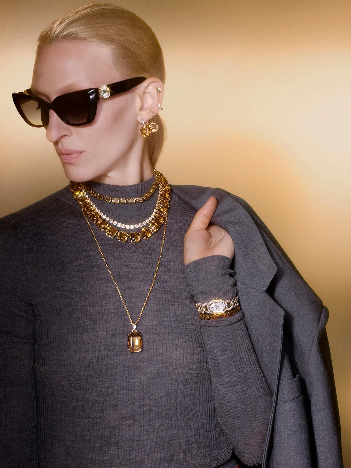 Swarovski jewelry styled for the office