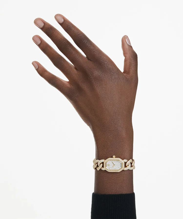 Dextera Chain watch, Swiss Made, Crystal bracelet, Gold tone, Gold-tone finish