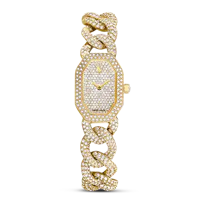 Dextera Chain watch, Swiss Made, Crystal bracelet, Gold tone, Gold-tone finish