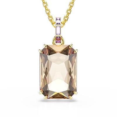 Millenia pendant, Octagon cut, Caramel, Gold-tone plated