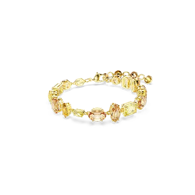 Gema bracelet, Mixed cuts, Yellow, Gold-tone plated