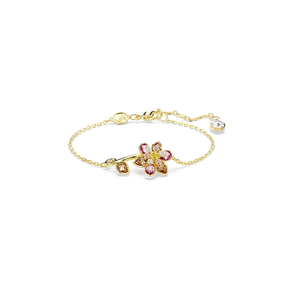Idyllia bracelet, Mixed cuts, Flower, Multicolored, Gold-tone plated