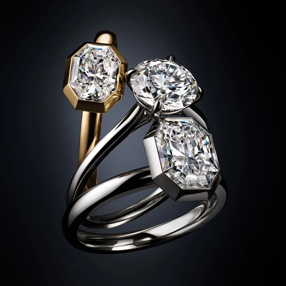 Three Swarovski Created Diamond rings