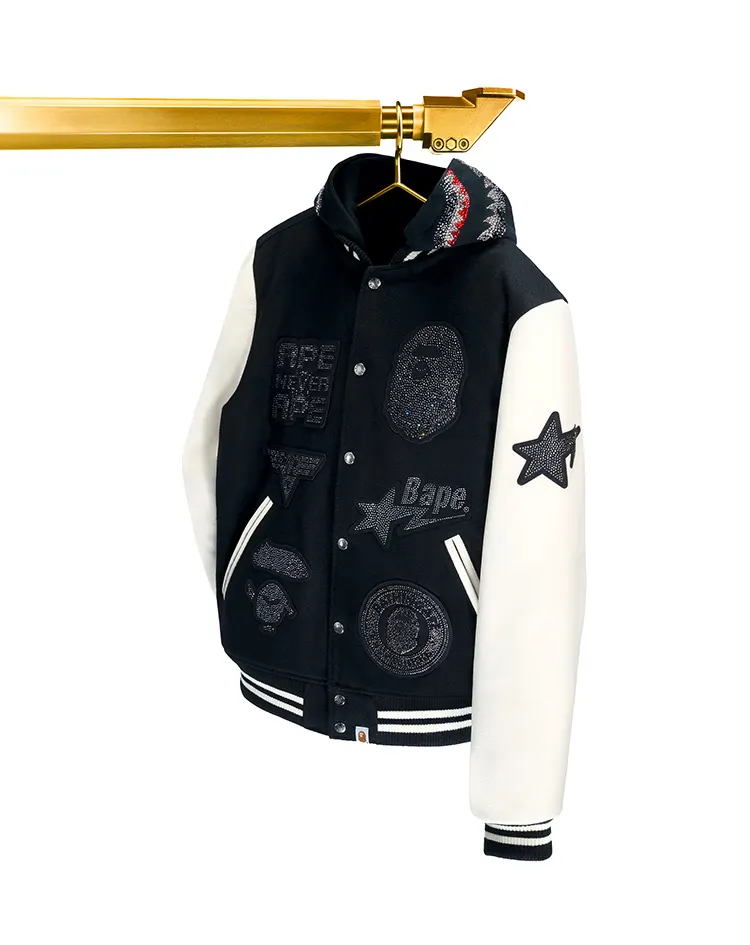 Varsity jacket on hanger