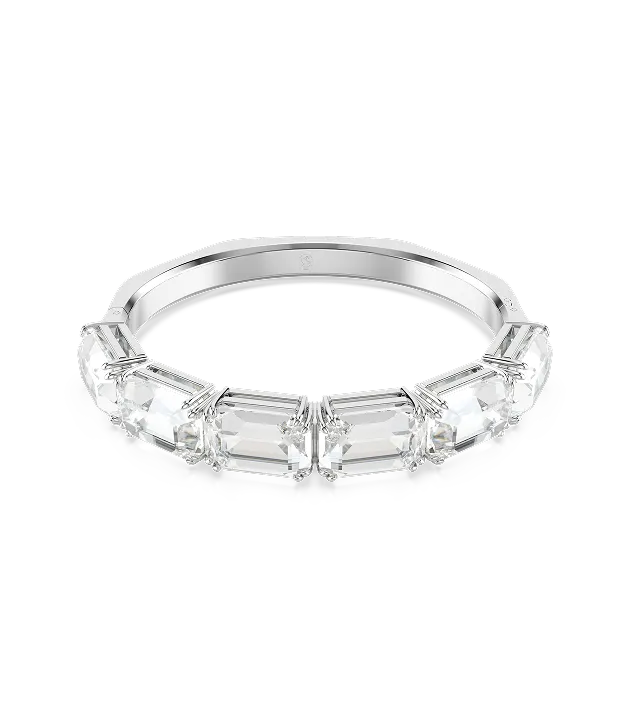 Millenia bangle, Octagon cut, White, Rhodium plated