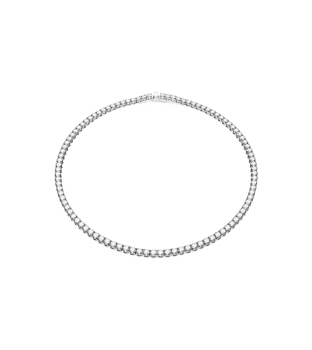 Matrix Tennis necklace, Round cut, White, Rhodium plated