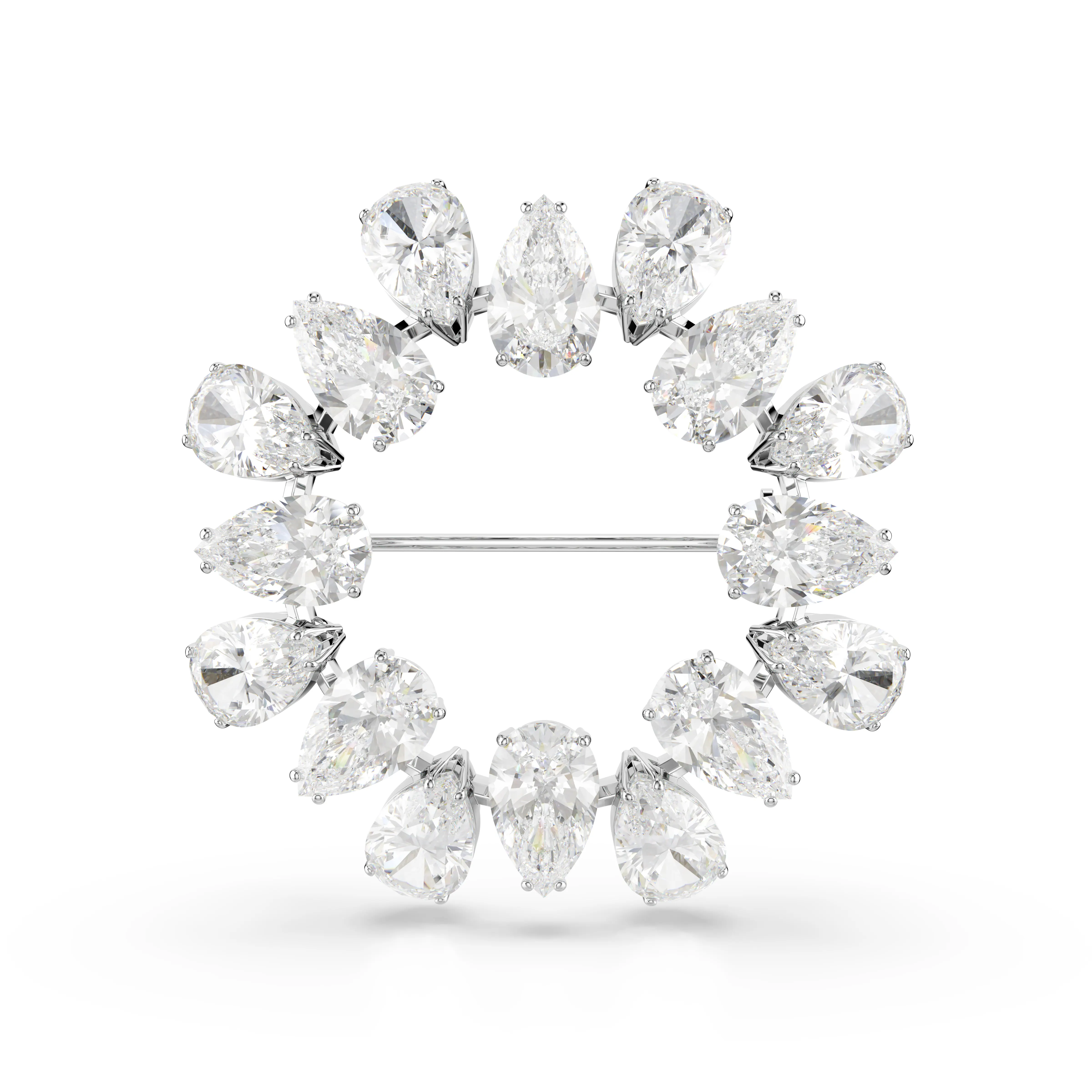 Pear cut white rhodium plated