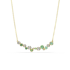 Constella necklace, Mixed cuts, Green, Gold-tone plated