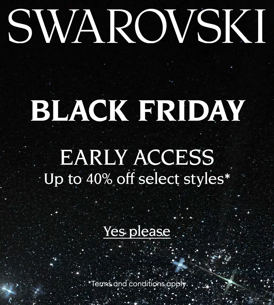 Swarovski Black Friday Early Access - black sparkle background