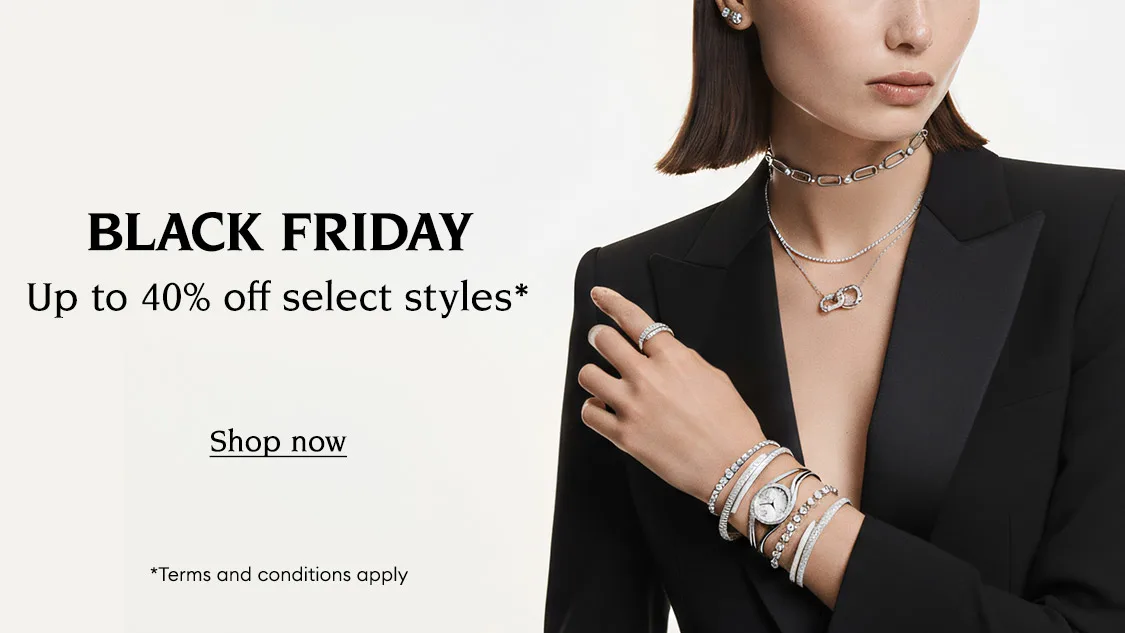Swarovski Black Friday - model wearing select jewelry pieces