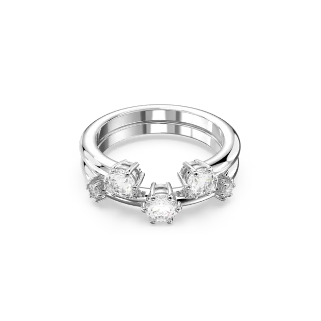 Constella ring, Set (2), Round cut, White, Rhodium plated