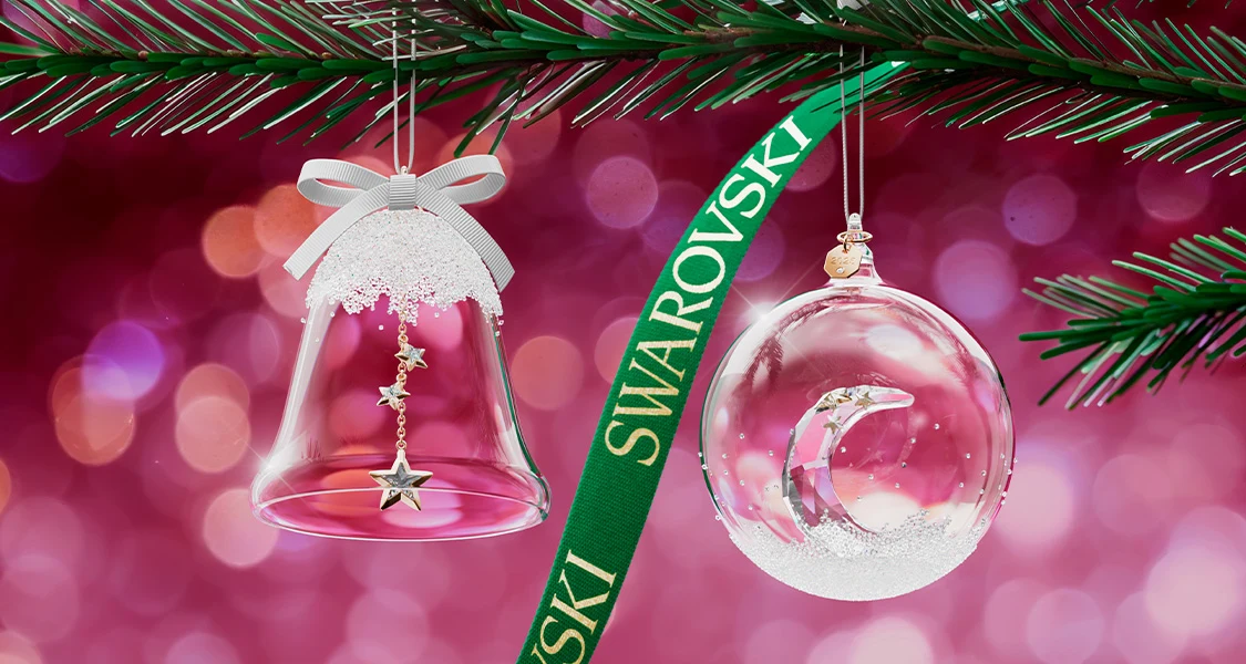 Holiday ornaments hanging from tree
