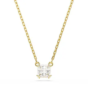 Stilla Attract pendant, Square cut, White, Gold-tone plated