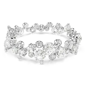 Constella bracelet, Mixed cuts, White, Rhodium plated
