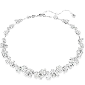 Constella necklace, Round cut, White, Rhodium plated