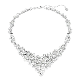 Constella necklace, Mixed cuts, Clasp, White, Rhodium plated