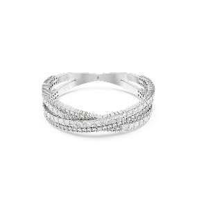 Hyperbola cuff, Mixed cuts, Infinity, White, Rhodium plated