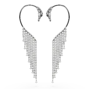 The Vienna Collection ear cuffs, Swan, White, Ruthenium plated