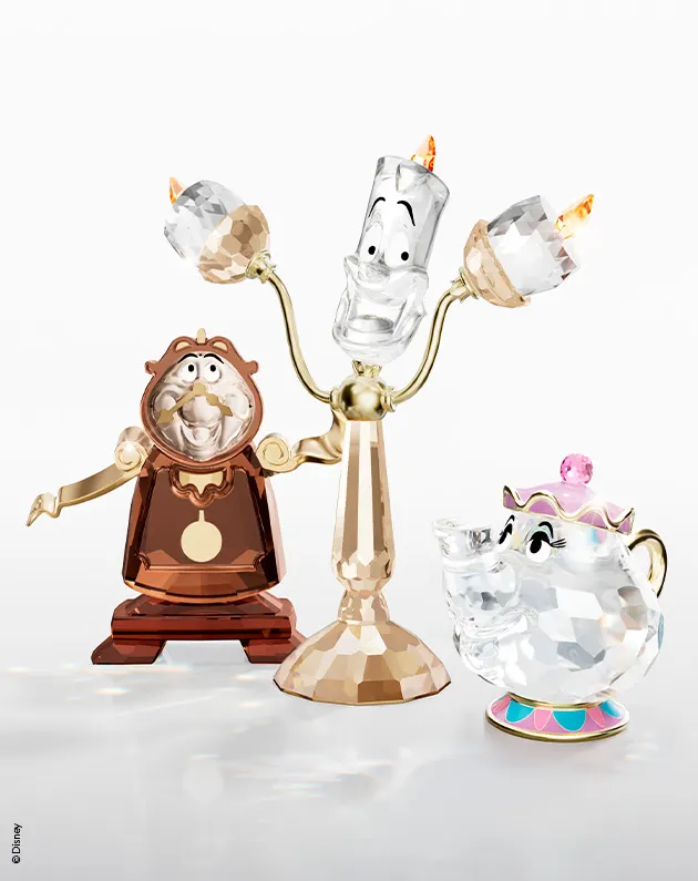 Disney Beauty and the Beast's Cogsworth, Lumière, and Mrs. Potts figurines
