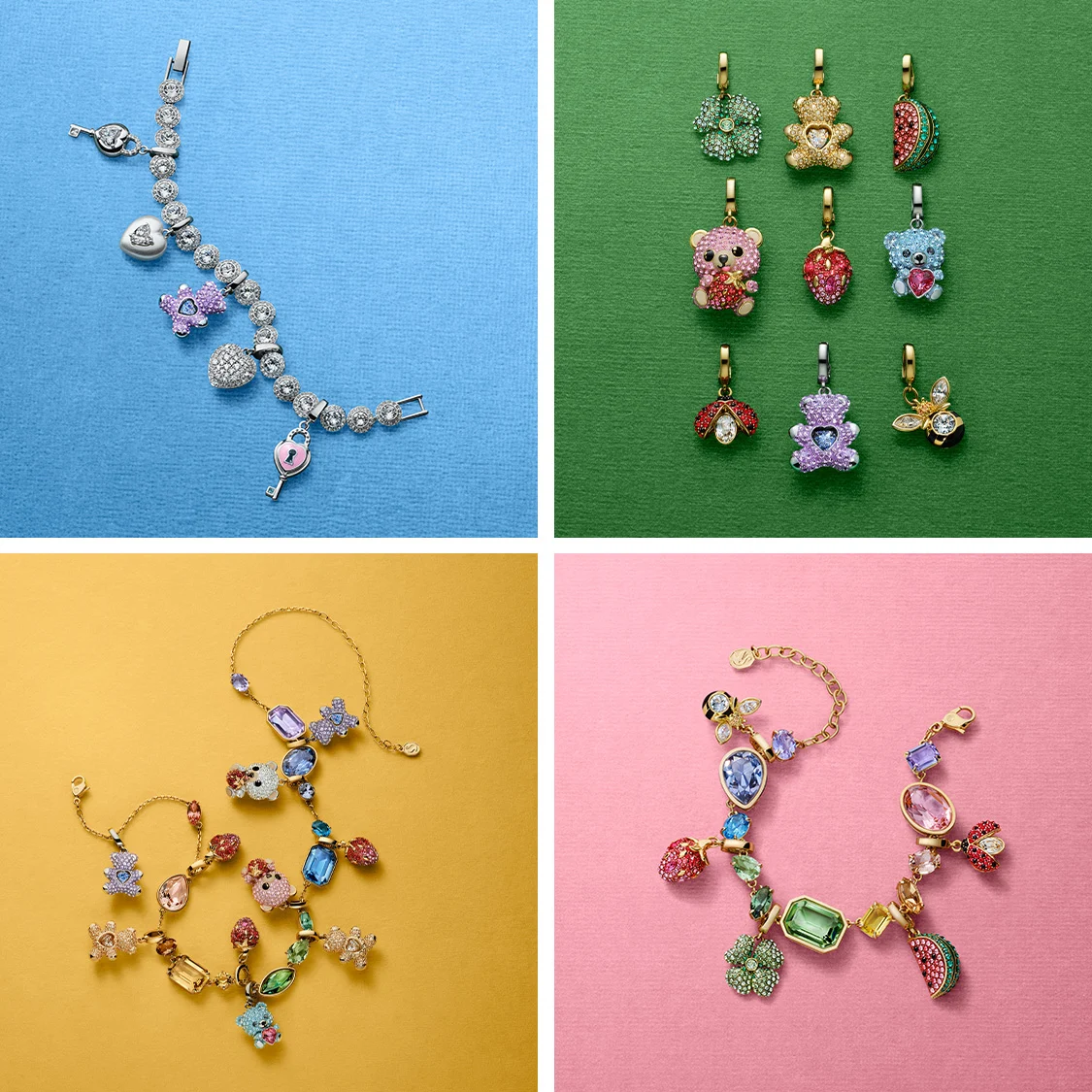 Swarovski charms in color blocks